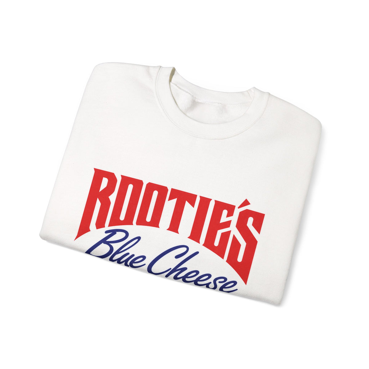 Crewneck Sweatshirt — "Rootie’s Blue Cheese" Retro Script Logo